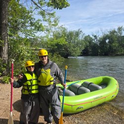 The Boise river and our raft