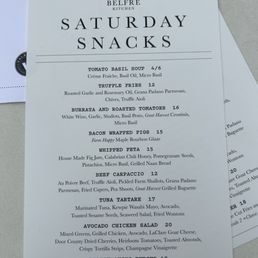 Snack menu