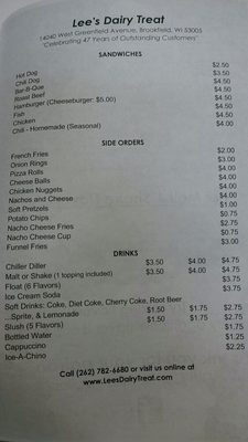 Menu photo 7 Lee's Dairy Treat Brookfield, WI