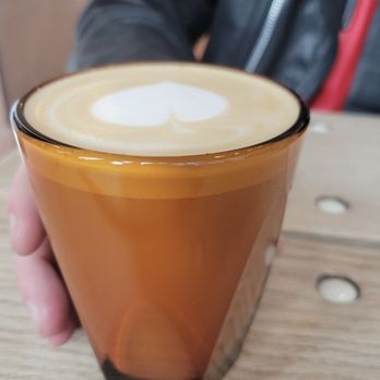 Never Coffee - Our vanilla latte with oat milk that Steve and I shared. - Coffee & Tea Near Me - Portland, Oregon