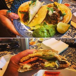 Plaza Mexico - Top: tacos (duh). Bottom: Cubana Bistec sandwich, cross-section.