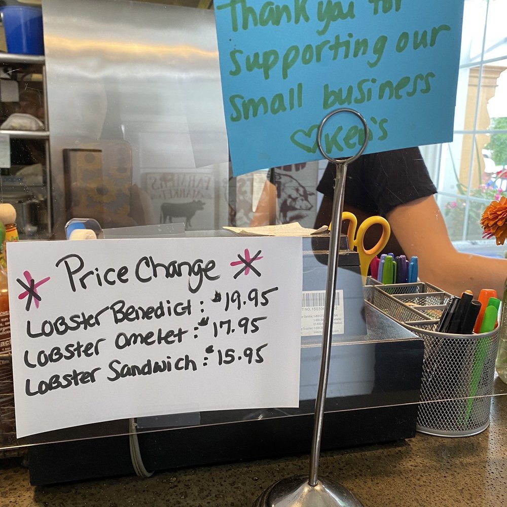 Ken's Corner - Price change for lobster dishes - Breakfast & Brunch Near Me - Glastonbury, Connecticut