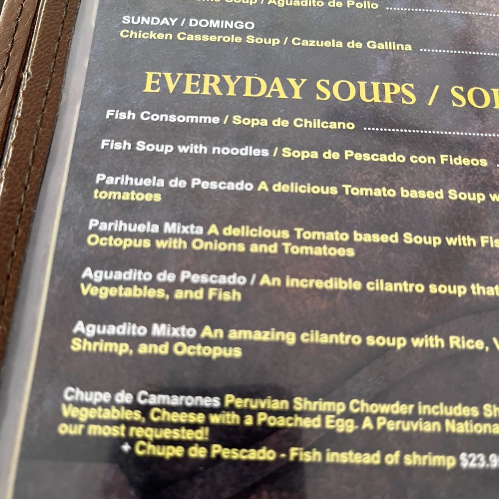 Soup menu