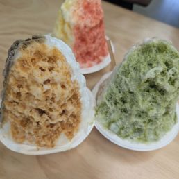 A trio of shave ice.