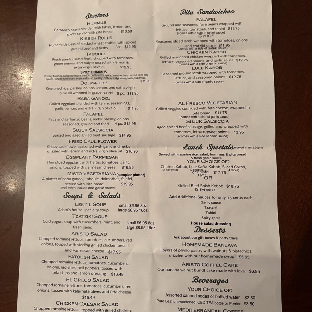 Aristo Cafe - Mediterranean Near Me - Torrance, California