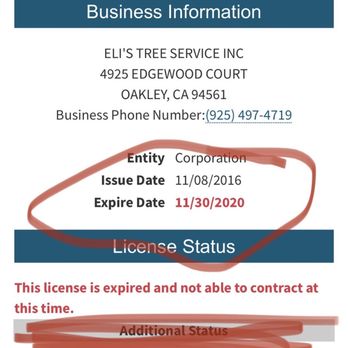 Eli Tree Service - License expired - Tree Services Near Me