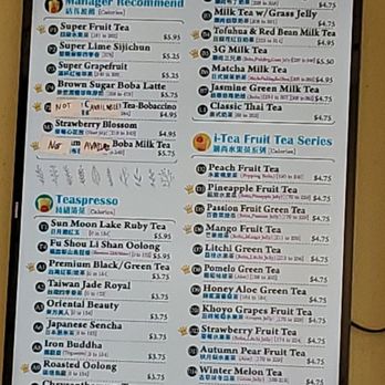 i-Tea - Menu (nov 2021) - Bubble Tea Near Me - Fremont, California