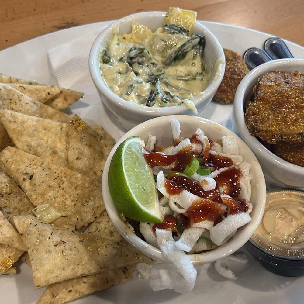 Legacy Pointe Eatery - Sampler Platter: Sp Artichoke Dip, Sautéed Brussels, and Pickle Ricks. - Sandwiches Near Me - Springfield, Illinois
