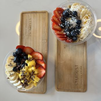 STARDUST Coffee House - Açaí bowls - custom built (left) and Pure bowl - Cafes Near Me - Campbell, California