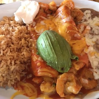 Cocina Serrano y Cantina - Enchiladas de Camaron (Shrimp) with rice and beans. - Mexican Near Me - Rancho Cucamonga, California Cocina Serrano y Cantina - Enchiladas de Camaron (Shrimp) with rice and beans. - Mexican Near Me - Rancho Cucamonga, California