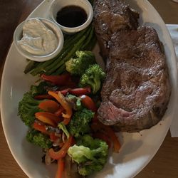 J.R. Cash’s Bar & Grill - Prime Rib with veggies. Perfectly cooked!