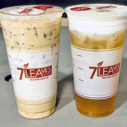 Vietnamese iced coffee (left) & sea cream jasmine tea (right)