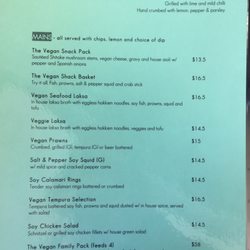 The Fish Shack - Vegan menu