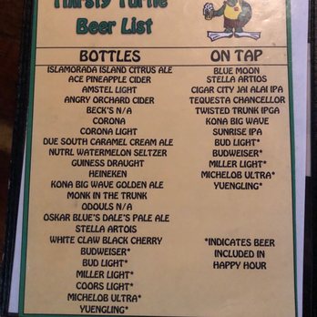 Thirsty Turtle SeaGrill - Beer menu - Seafood Near Me - Juno Beach, Florida