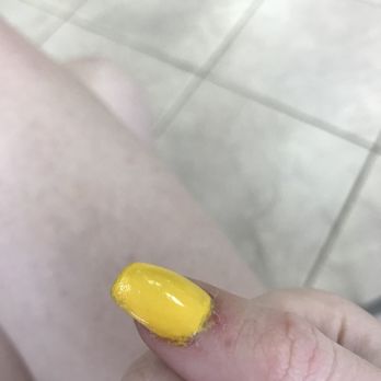 Creative Nails 2 - Nail smudged after hours of drying. Still wet and could be dented. Cuticles messy and dried out from having to pick off paint. - Nail Salons Near Me - Seabrook, Texas