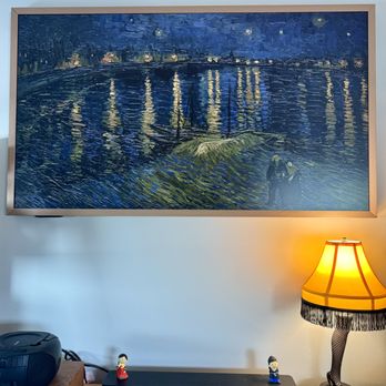 Trusty Justin - Canvas TV wall-mounted n bedroom with all wires neatly hidden. - Handyman Near Me - Orange, California Trusty Justin - Canvas TV wall-mounted n bedroom with all wires neatly hidden. - Handyman Near Me - Orange, California