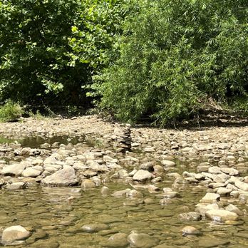 Trapper John's Canoe Livery - Someone made a Zen out of river rocks.  It's still in place! - Rafting/Kayaking Near Me - Grove City, Ohio