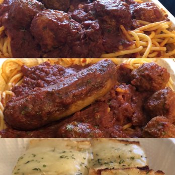 Win-Spuntino - Spaghetti & meatballs (top), spaghetti & meatballs + Italian sausage, cheesy garlic bread - Italian Near Me - Honolulu, Hawaii