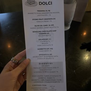 Rossoblu - dessert menu - Italian Near Me - Los Angeles, California