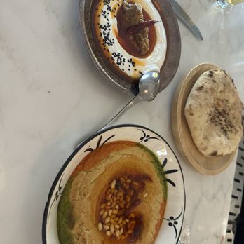 Bosforo - Eggplant atom and hummus with warm bread - Turkish Near Me - San Diego, California Bosforo - Eggplant atom and hummus with warm bread - Turkish Near Me - San Diego, California