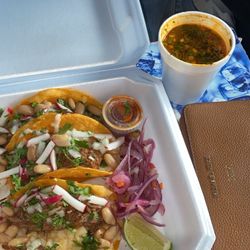 Tio Roy Tacos Birria De Res - Birria Tacos comes with broth to dip taco into