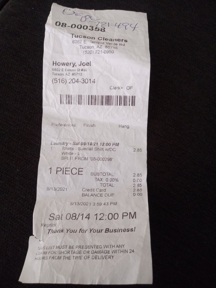 TUCSON CLEANERS Updated June 2024 7301 E Tanque Verde Rd, Tucson