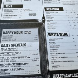 Elephant & Castle - Drink menu