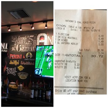 Anthony's Coal Fired Pizza & Wings - Craft beers brewed from Boca is not considered a "local" beer here, hence does not qualify for the $4.00 local craft!!! - Pizza Near Me - Weston, Florida
