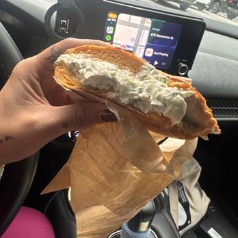 Bageletto - Chili & Calabrian Chile & Cheese Bagel w/ Scallion Schmear - Bagels Near Me - San Francisco, California