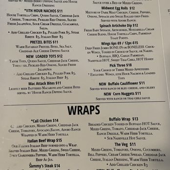 11th Hour Bar And Grill - Menu - Burgers Near Me - Silvis, Illinois