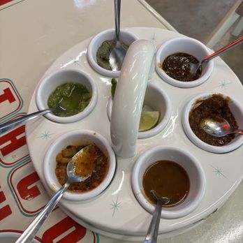 Tacos Chulos - Salsa sampler - Mexican Near Me - San Antonio, Texas Tacos Chulos - Salsa sampler - Mexican Near Me - San Antonio, Texas