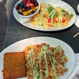 Chorizo scramble & Cali scramble Chorizo scramble & Cali scramble