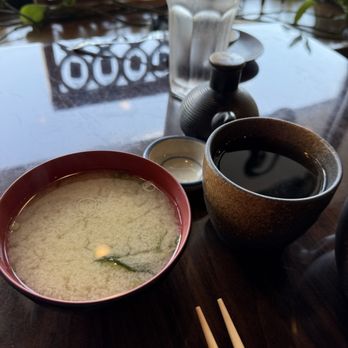 Sushi Siam - Miso soup and hot tea. - Sushi Bars Near Me - Champaign, Illinois