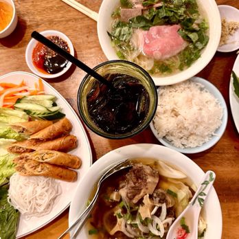 Pho Waipahu - Clockwise from top: 7. Freshly Sliced Rare Steak, 16. Oxtail Soup, and 1. Spring Roll - Soup Near Me - Waipahu, Hawaii Pho Waipahu - Clockwise from top: 7. Freshly Sliced Rare Steak, 16. Oxtail Soup, and 1. Spring Roll - Soup Near Me - Waipahu, Hawaii