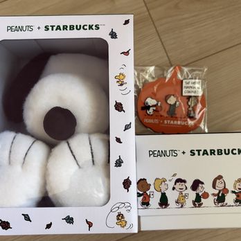 Starbucks - huggable Snoopy plush, enamel pin set, collectible ceramic mug with box - Coffee & Tea Near Me - Melville, New York Starbucks - huggable Snoopy plush, enamel pin set, collectible ceramic mug with box - Coffee & Tea Near Me - Melville, New York