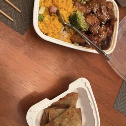 Jimmy's Best Chinese Restaurant - General Tso's Chicken platter and scallion pancakes