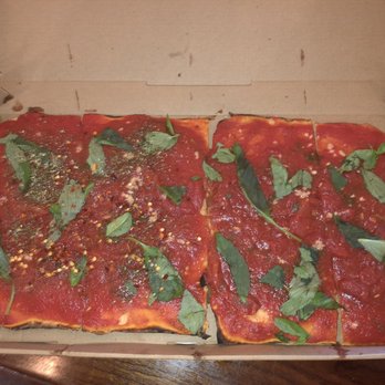 Jules Thin Crust - Vegan pizza aka tomato pie (3), full order. It's a medium, so I've left half w/ oregano/red pepper/garlic, other bare. (10/21/2018) - Pizza Near Me - Princeton, New Jersey Jules Thin Crust - Vegan pizza aka tomato pie (3), full order. It's a medium, so I've left half w/ oregano/red pepper/garlic, other bare. (10/21/2018) - Pizza Near Me - Princeton, New Jersey
