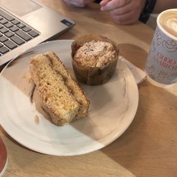 Coffee cake and blueberry muffin