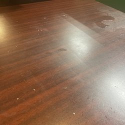 Polito's Pizza - Dirty table that wasn't cleaned when we sat down