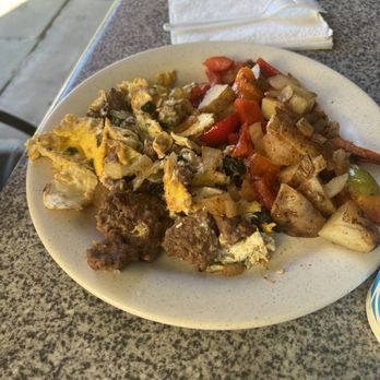 The Sandwich Factory - Scramble with hamburger. - Breakfast & Brunch Near Me - Ventura, California
