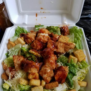 WingBucket - My favorite salad, Bourbon Barbecue Bacon Bliss Chicken Cesar Salad! Said a mouthful but so worth the yumminess - Chicken Wings Near Me - Dallas, Texas