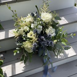 Flowers By The Sea - White with a touch of blue bouquet  Looser garden look!
