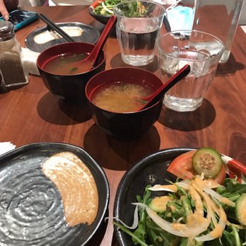 Yakitori Totto - Miso Soup and Kyona Arugula Salad - Japanese Near Me - Somerville, Massachusetts