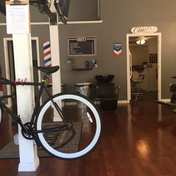 Cool hair washing station on the wall & place to put your bike