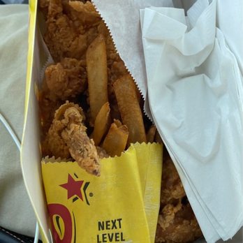 Bojangles - a bag of fried chicken with a side of fries - Chicken Wings Near Me - Plymouth, North Carolina