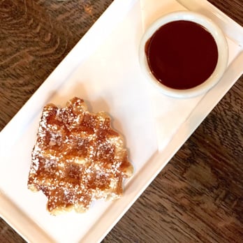 Medina Cafe - Waffle with dark chocolate topping (best I've ever had!) - Breakfast & Brunch Near Me - Vancouver, British Columbia