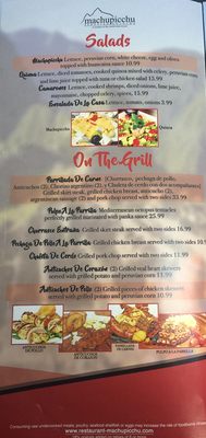 Menu photo 5 Machupicchu Peruvian Cuisine Miami, FL