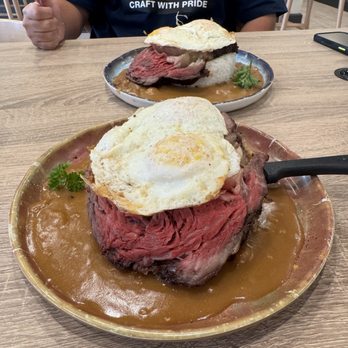 Aloha Stacks - Loco Moco with Prime Rib with Fried Rice substitute, available Friday-Sunday only. 5/5 must try! - Breakfast & Brunch Near Me - Whittier, California Aloha Stacks - Loco Moco with Prime Rib with Fried Rice substitute, available Friday-Sunday only. 5/5 must try! - Breakfast & Brunch Near Me - Whittier, California