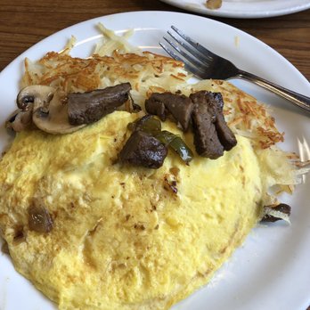 Denny's - My 4 year old can plate an omelette better than this! this is how my Philly cheesesteak omelette was served. Just sloppy - American Near Me - Dana Point, California