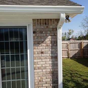 Bay Seamless Gutters - Rear Left side of the house down spout. - Gutter Services Near Me - Lynn Haven, Florida